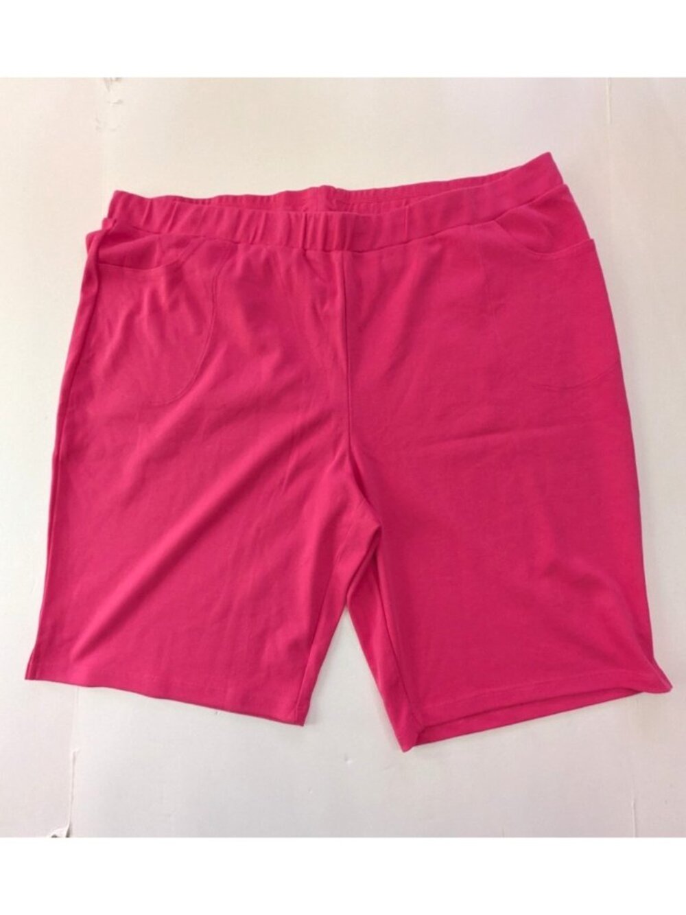 Quacker Factory Pull On Shorts Womens 2X Pink Cotton Stretch Elastic Waist
